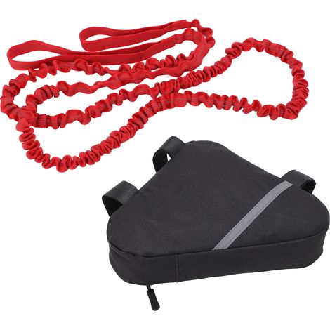 Corde de remorquage élastique pour vélo, sangle de traction pour remorque VTT, idéale pour les balades en famille en extérieur. Ensemble de cordes de remorquage rouges. (1/5)