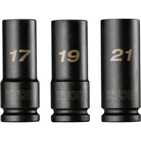 Ryobi RHDIS3PC Set Bussole Per Avvitatore Ad Impulsi 1/2" 17 19 e 21 mm 3 Pezzi (1/3)