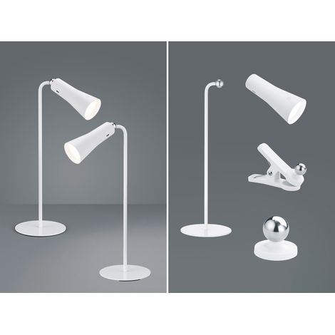 2er SET 3 in 1 LED Akku Tischleuchten mit Klemm- & Klebestation, Weiß H: 36cm (1/5)