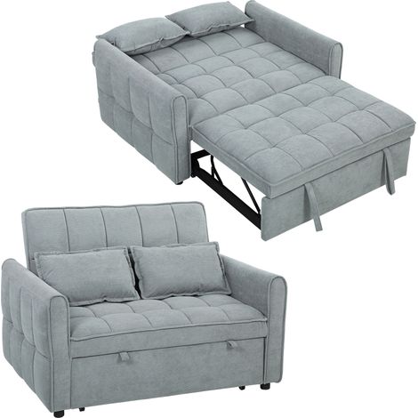 HOMCOM 2 Seater Sofa Bed, 3-in-1 Sleeper Sofa with Adjustable Backrest