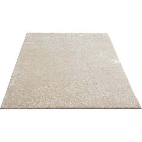 FLOORNOVO Hochflor Teppich Beige einfarbig - 110 x 60 cm - Besonders Weicher Teppich Wohnzimmer & Badezimmerteppich - Pflegeleicht - vielseitig einsetzbar im Innenbereich (1/2)