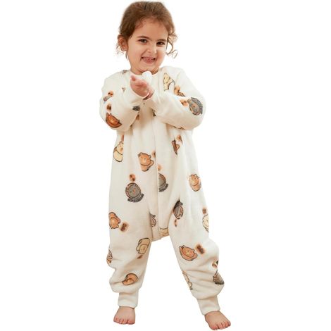Bébé Gigoteuse à Pieds, Unisexe Gigoteuse avec Jambes pour 4 Saisons, Manches Longues 2.0 TOG, Turbulette à Pieds pour Garçon et Fille, Blanc (1/5)