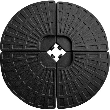 Happy Garden – Lot de 4 dalles lestées rondes 48,7 x 48,7cm – HDPE noir – Remplissage eau/sable – Stabilité optimale pour parasol déporté