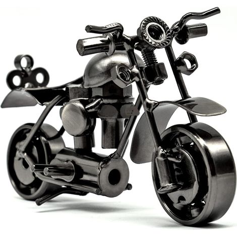 Motorrad-Dekorationskünstler, Retro-Eisenmodell, Statuenornament-Geschenke für Motorradfahrer (Schwarz) (1/5)