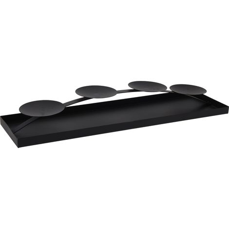 XXL Metall Adventskerzenhalter schwarz - 58 x 16 cm - Ständer für 4 Kerzen - Weihnachten Advent Winter Tisch Fenster Deko