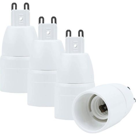 4x Douille de Lamp Adaptateur G9 à E14 en BLANC - pour ampoules à incandescence, LED, halogène, lampes économiques (1/4)