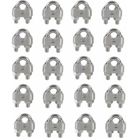 Colliers de câble en acier inoxydable 304 M4, colliers à vis en forme de U pour câbles extérieurs, accessoires de fixation pour étendoir à linge, lot de 20 pièces