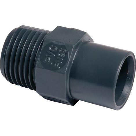 Raccord PVC pression noir droit - Girpi - M 1'1/2 - Diamètre 50 mm