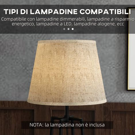 Lampadaire sur pied avec 2 tablettes en MDF et métal, abat-jour en textile, noir et marron, Ø42x166 cm (1/5)