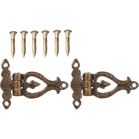 Quincaillerie miniature pour maison de poupée, petites charnières en T ornementées, finition or antique, à monter soi-même
