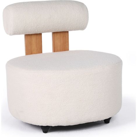 Fauteuil Design en Tissu Bouclette "Jasper" 73cm Beige & Naturel (1/5)
