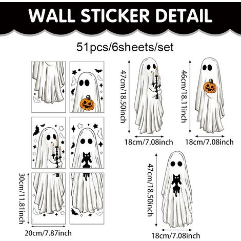 Autocollants de papier peint d'Halloween, autocollants de toilettes fantômes d'horreur, autocollants muraux d'horreur (1/5)