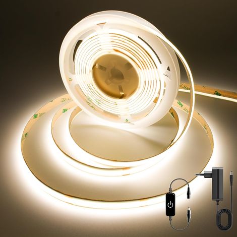 Ruban LED COB 3m,blanc neutre 4000K,avec Alimentation 24V et Toucher Variateur,bande led Découpable,320 LED/M, CRI90,8mm de Large,Idéal pour Chambre,Cuisine, Armoires (1/5)