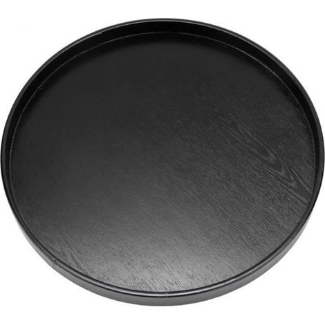 plateau antidérapant Table de service en bois noire ronde antidérapante pour culinaires plateau 30cm-11.7in (1/4)
