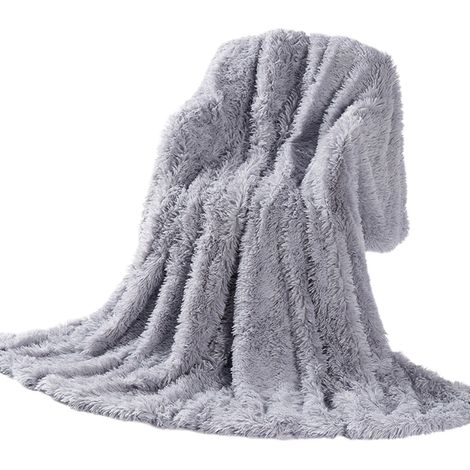 Couverture En Fourrure Synthétique - 80 x 120 cm - Double Face Fausse Peau De Mouton Et Molleton Doux - Pour Canapé Lit Ou Voyage - 1 Pièce (1/3)