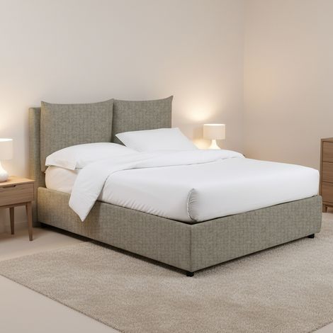 Letto Piazza e Mezza Falmouth, Sfoderabile, Contenitore Made in Italy, Grigio (1/5)