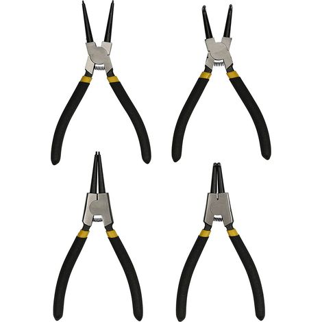Set 4 Pinze Circolari Anelli Elastici Interni Esterni 180mm Dritte e Angolo 90