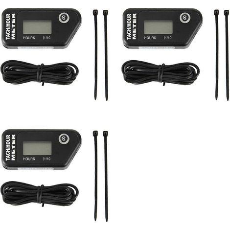 Compteur horaire numérique LCD inductif 3X pour moto, quad, tondeuse, camion, bateau (1/5)