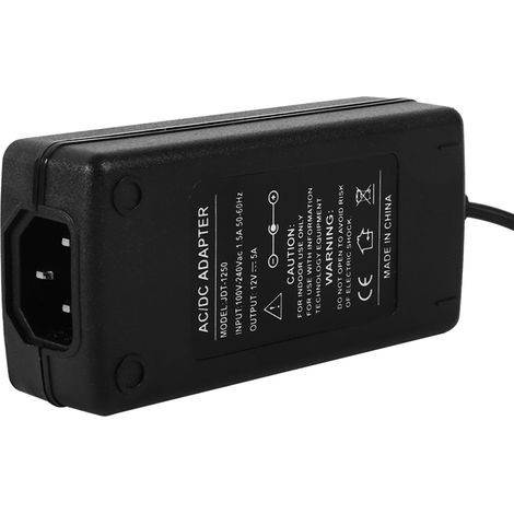 Adaptateur Secteur Universel 100V-240V AC/DC 12V 5A 60W pour Écran LCD et Éclairage LED