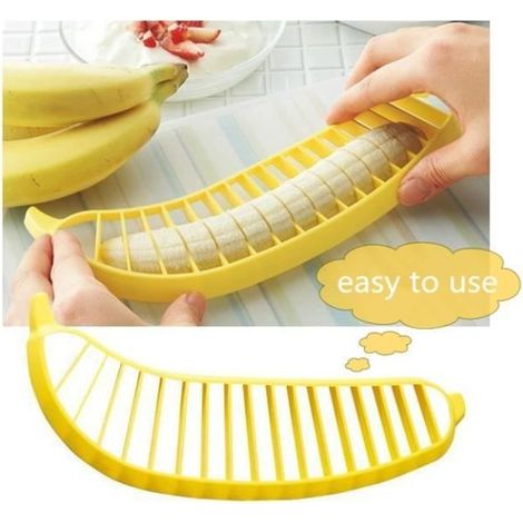 Trancheuse à la banane, Trancheurs d'ananas, Coupeur de banane Coupeur de banane pour la salade de fruits,Jaune (1/2)
