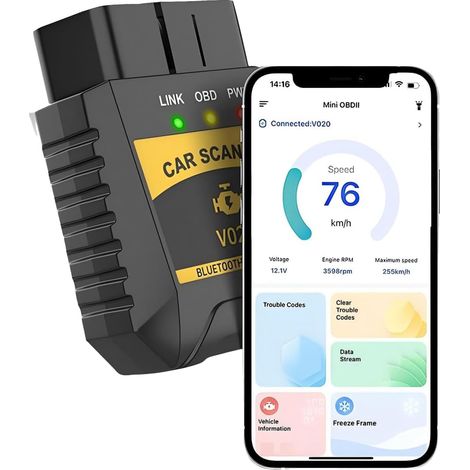 OBD2-Kfz-Diagnosegerät, Bluetooth-OBD-Mehrmarken-Kfz-Diagnosegerät, OBDII-Motorsystem-Diagnosegerät, OBD-Lesegerät für Fahrzeuge (1/5)