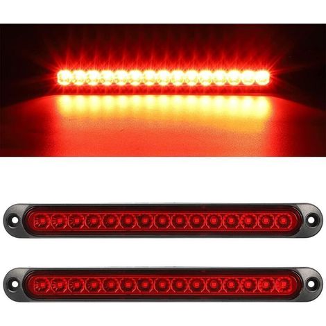 Juego de 2 barras de luces traseras LED impermeables de 12-24 V y 15 LED para remolque, camión, furgoneta, coche, autocaravana, UTV, ATV - KZQ