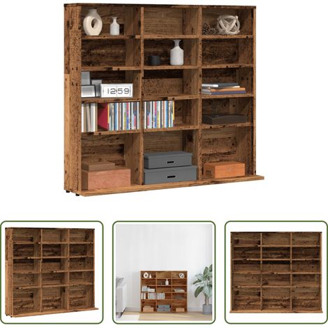 Armoire en bois -  Armoire à CD vieux bois 100x23x89,5 cm bois d'ingénierie (1/5)