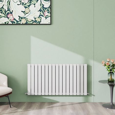 AICA 600x1156mm Grey White Horizontal Designer Radiator Single Flat Panel Heating UK