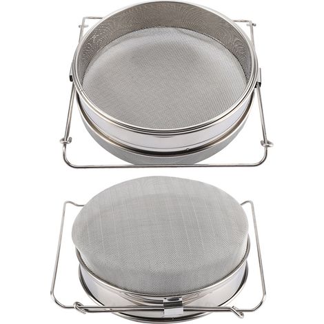 Grand tamis/passoire/filtre à miel double couche en acier inoxydable avec bras réglables (1/5)