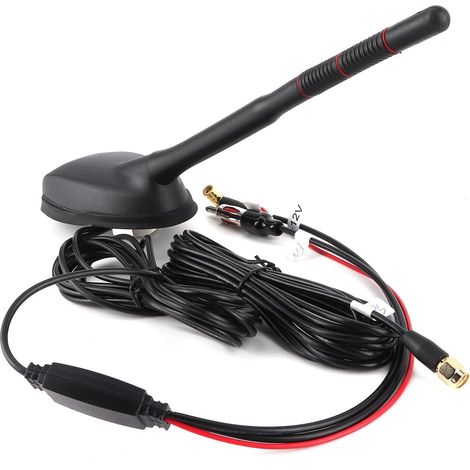 Antenne Dab de Voiture, Antenne Dab+GPS+FM Antenne de Voiture Radio Numérique Antenne de Toit Combinée FM/AM avec Amplificateur de Signal Adaptateur SMB DIN (1/5)
