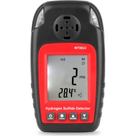 Schwefelwasserstoff-Detektor Gasdetektoren und -alarme Elektrochemischer H2S-H₂S-Monitor Messgerät Sensor Vergiftungsalarm LCD-Display mit Hintergrundbeleuchtung (1/5)