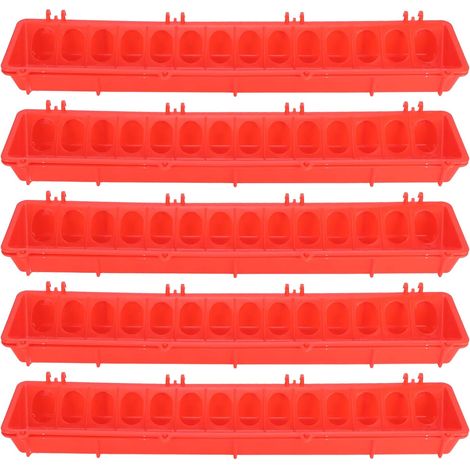 Lot de 5 mangeoires à oiseaux, mangeoires suspendues d'extérieur en plastique épais pour pigeons, accessoires pour cage, rouge, 515 x 125 x 80 mm (1/5)