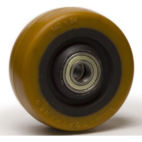 Roue polyuréthane jante fonte 140 x 54 alésage 20 longueur de moyeu 60 mm