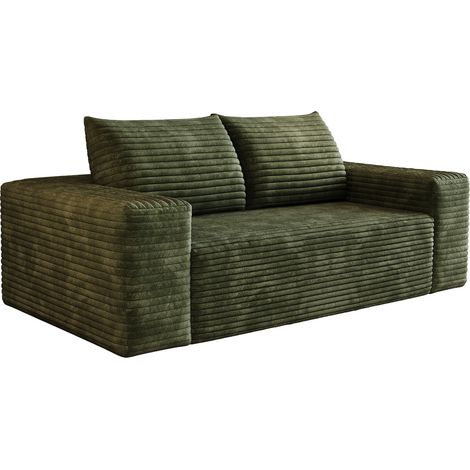 3-Sitzer-Sofa aus grünem Cord, 180 cm, ohne Montage, mit Schaumstoffpolsterung (1/5)