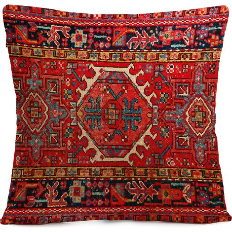 SHINING HOUSE Funda de cojín turca oriental roja para decoración del hogar, estilo étnico tribal persa, funda de almohada para sofá de sala de estar, 45 x 45 cm (1/4)