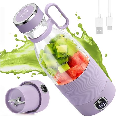 350 ML Mixeur Portable avec Affichage LED, Rechargeable par USB, 6 Lames Mini Mixeur,Batterie Rechargeable de 3000 mAh pour Milkshakes et Smoothies, Utilisation à Domicile et en Extérieur (1/5)