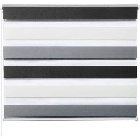 WOLTU Doppelrollo Klemmfix ohne Bohren, Duo Rollo Zebrarollo Fensterrollo Klemmrollo Seitenzugrollo Easyfix lichtdurchlässig und verdunkelnd Rollos für Fenster und Tür, Weiß+Grau+Anthrazit 90x120cm (B