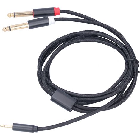 Câble Audio 3.5mm vers 6.35mm Stéréo Tressé Coton 2m pour Enceintes et Guitare (1/5)