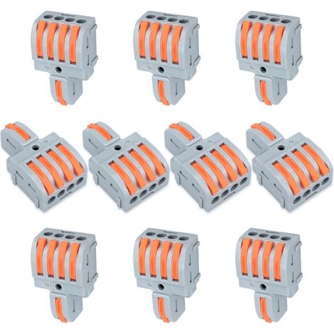 10 connexions ternimal, pince de connexion 1 - in 4 - out, avec levier, connecteur de câble, avec pince de conducteur 0,2-4 mm², pour projets de bricolage