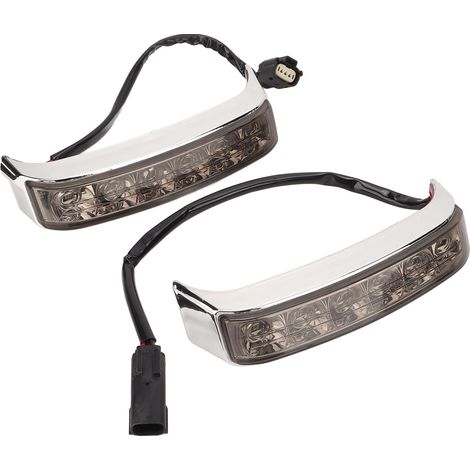 Lot de 2 feux de sacoches LED pour moto, feux stop gauche et droit, de remplacement pour Ultra Limited FLHTK, coque électroplaquée, lentille noire (1/5)
