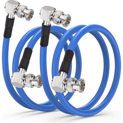 Câble SDI BNC Coudé 60cm 3G/6G/12G 75 ohms Cordon BNC Mâle à Angle Droit Câble RG6 pour Vidéo DVR Oscilloscopes Caméras de Surveillance CCTV (1/5)