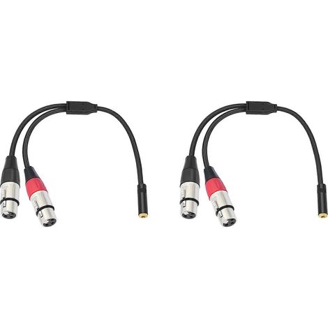 Adaptateur double XLR vers mini-jack femelle 3,5 mm (2x), câble microphone avec mini-jack femelle symétrique (3,5 mm), pour table de mixage d'enceintes (1/4)