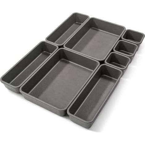 Jeu de 8 boîtes de rangement - organisateur de tiroirs en 3 tailles - boîte de rangement pour tiroir, étagère et armoire (1/5)