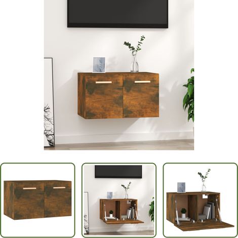 Wandmontage Holz - Wandschrank Räuchereiche 60x36,5x35 cm Holzwerkstoff (1/5)