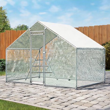 Volière pour poules avec toit 3 x 2 x 2 m acier galvanisé (1/5)