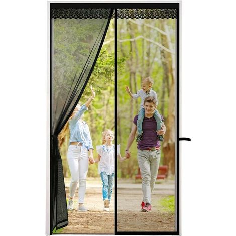 Moustiquaire Porte - 90 x 210 cm - Système Magnétique Central - Auto-Adhésif - Lavable et Repliable (1/5)