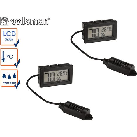 2er Set digital Einbau Hygrometer und Thermometer, Luftfeuchtigkeit + Temperatur (1/3)
