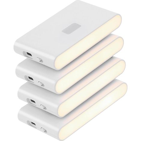Luz nocturna LED recargable con sensor de movimiento - Luz blanca suave para escaleras, baños, pasillos y dormitorios - Soporte magnético - Paquete de 4 (1/5)