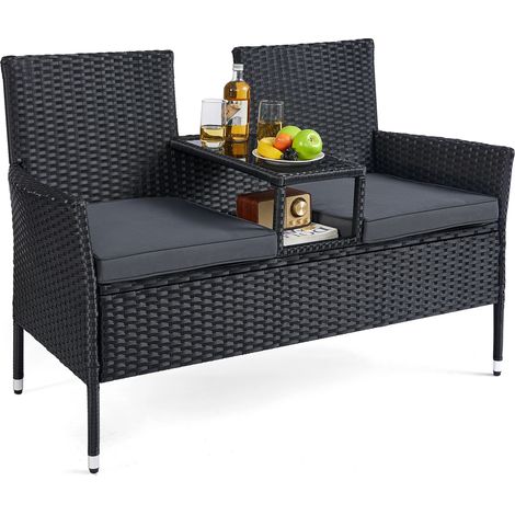 LOUNGEGARNITUR PE-Polyrattan, mit Tisch, Sofa,Terrassenmöbel