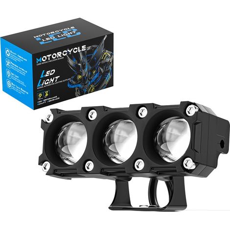 Projecteur LED Moto Feux de Route/Croisement Bi-couleur, Phare Avant Voiture/Vélo Électrique 18W 1800LM CSP 3570, Faisceau Concentré IP67 DC9-60V, Lampe de Tuning pour Moto Voiture 4x4 Camion Bateau(4 (1/5)